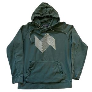 American Eagle Green Geometric Graphic Hoodie Sweatshirt Distressed Cotton Large